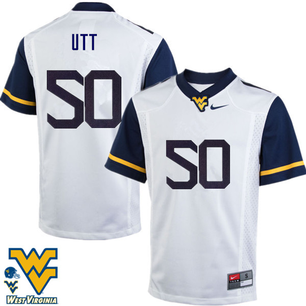 NCAA Men's Isaiah Utt West Virginia Mountaineers White #50 Nike Stitched Football College Authentic Jersey KU23T85WX